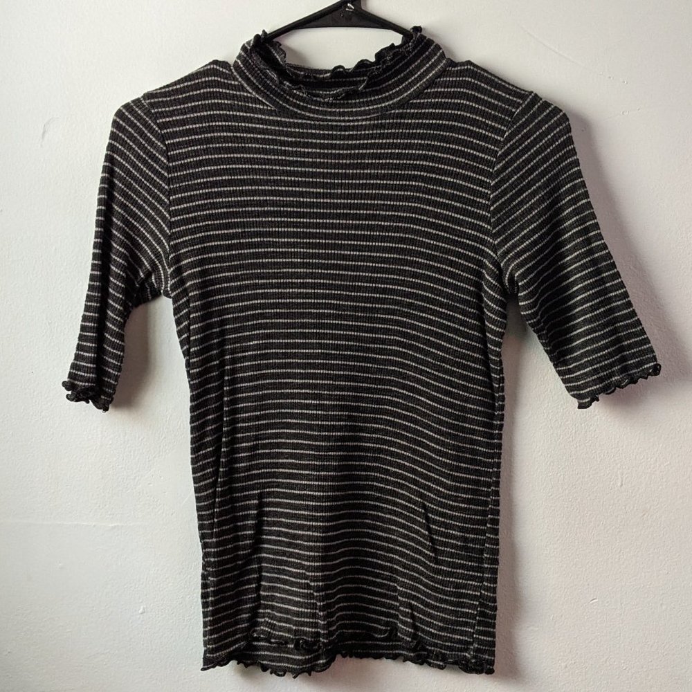 Curly Hemmed Striped Shirt
